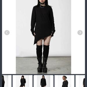 Killstar Gothic Black Tunic with Asymmetrical Hem